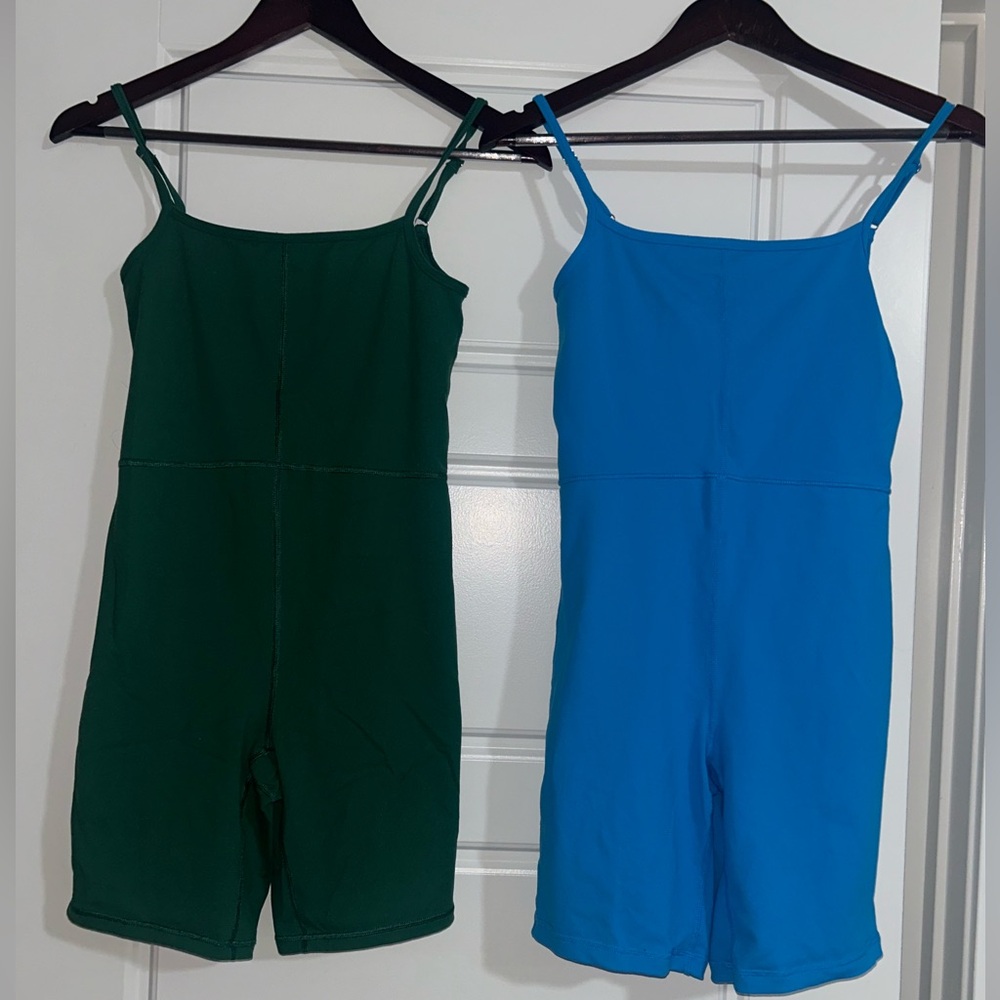 2 Rompers: Green and Blue Romper Set